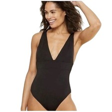NWT Andie Swim Womens XS Sardinia Smooth Black Swimsuit Padded Adjustable V NEW