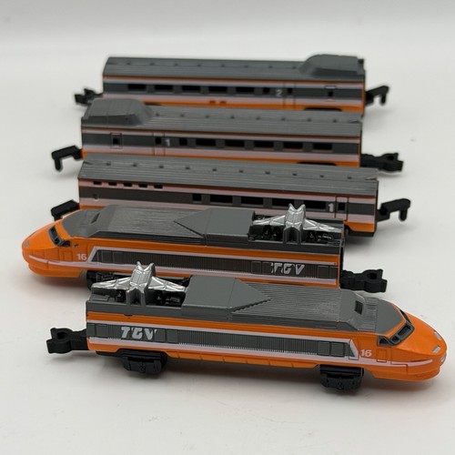 1989 Galoob Micro Machines Orange Train Passenger Cars And Engine - Afbeelding 1 van 8