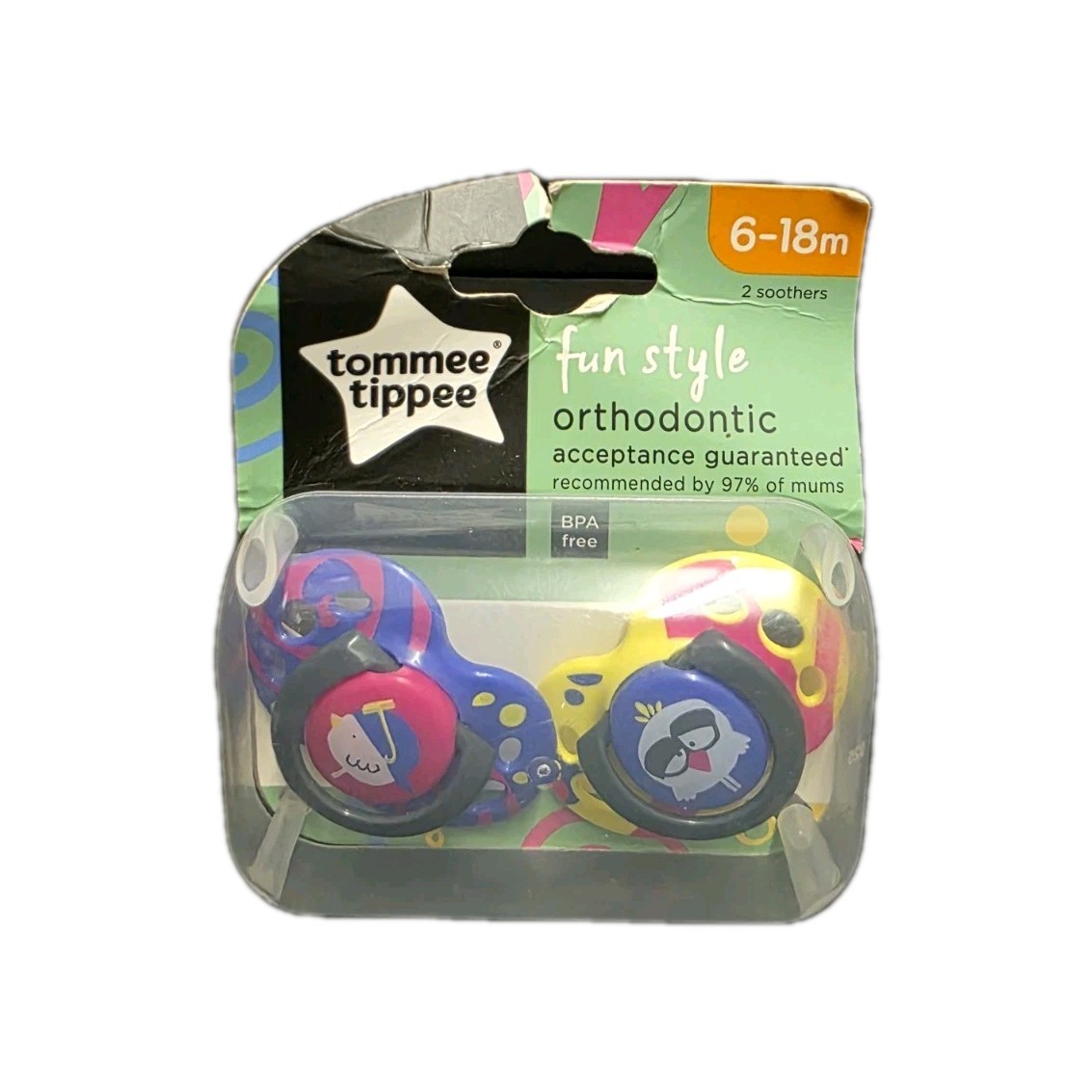 Tommee Tippee Fun Style Orthodontic BPA-Free Soothers Carry