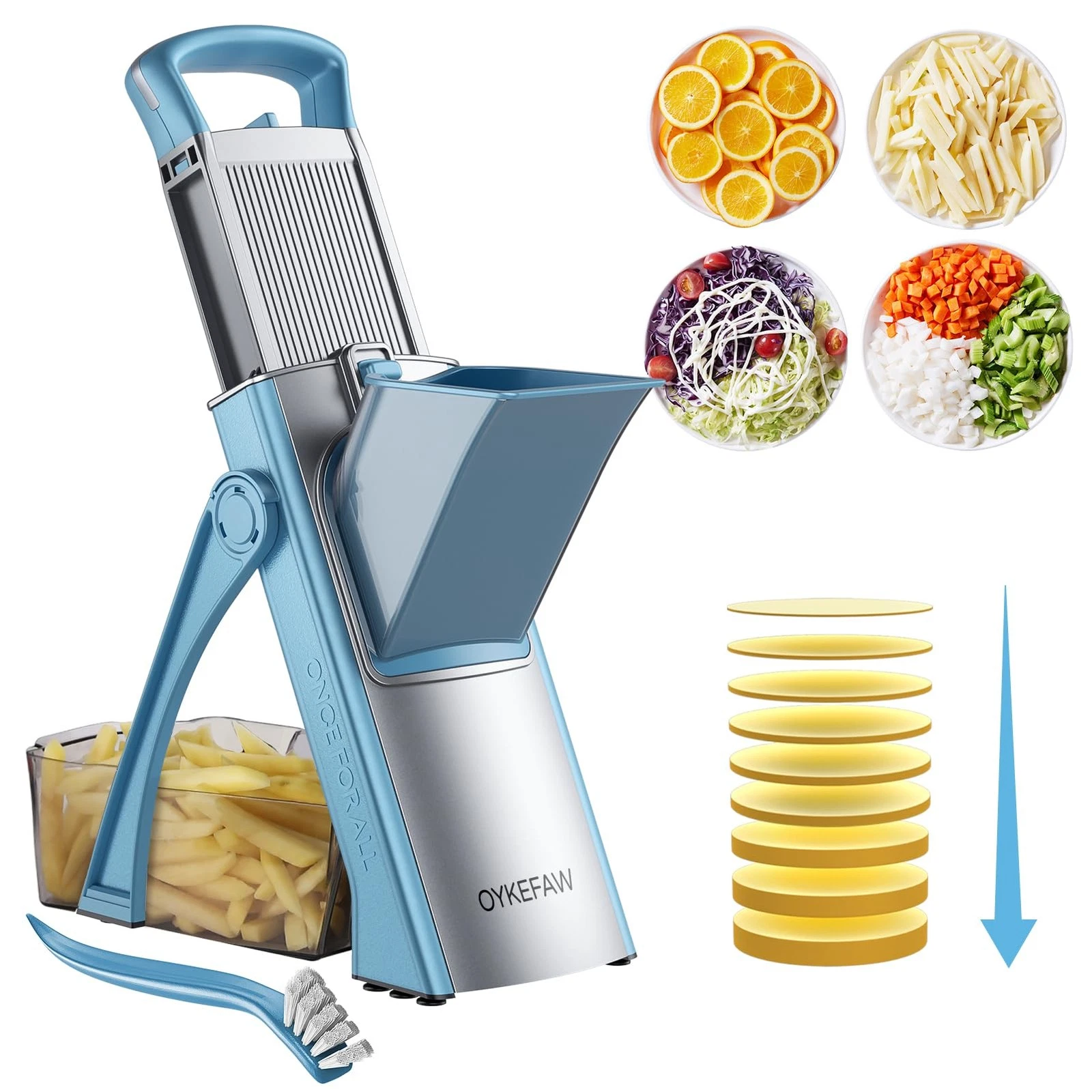 Safe Mandoline Slicer for Kitchen, 6 in 1 Vegetable Chopper, French Fry Cutte...