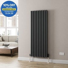 Anthracite Designer Radiator Vertical Oval Column Double Panel Rad 1600x600mm