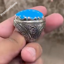 Big Size Rare Ultra Clean Turquoise Ring Nishapuri Feroza Natural Feroza Ring