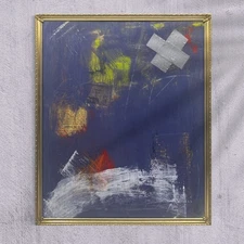 Original Framed Mixed Media Abstract Art Painting 10x12 “Patchwork” With COA