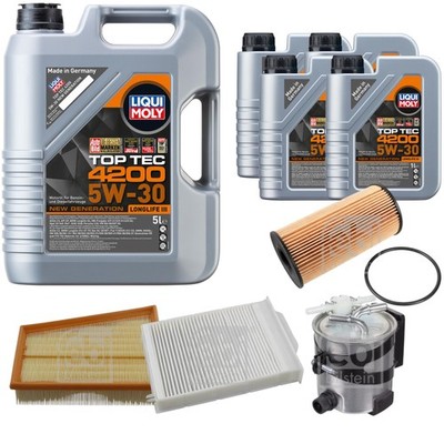FEBI BILSTEIN Inspektionspaket 9L Liqui Moly Top Tec 4200 5W-30 für Renault