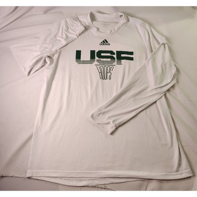 Adidas USF Hoops Long Sleeve Shirt XL Tall White South Florida Bulls Creator Tee