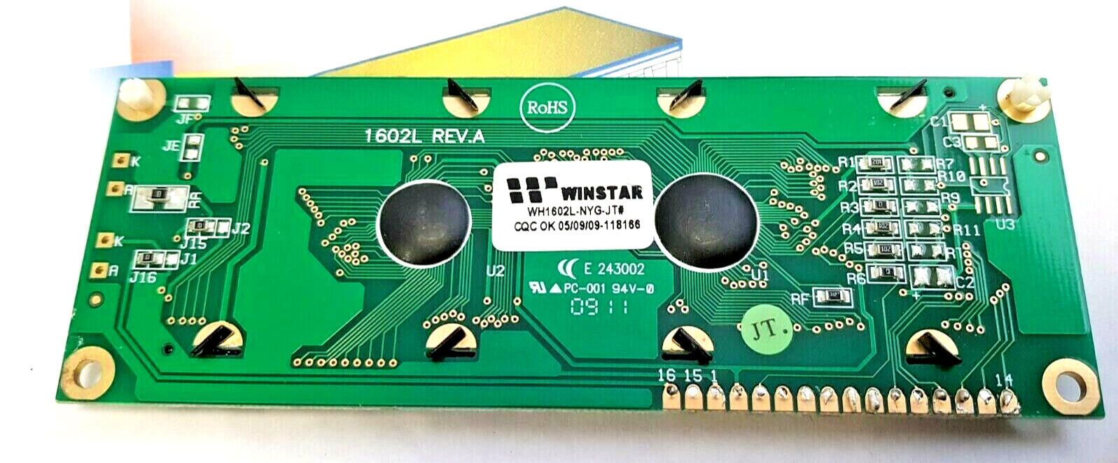 Winstar Wh1602l-nyg-jt 16x2 Large Character LCD Display Reflective for ...