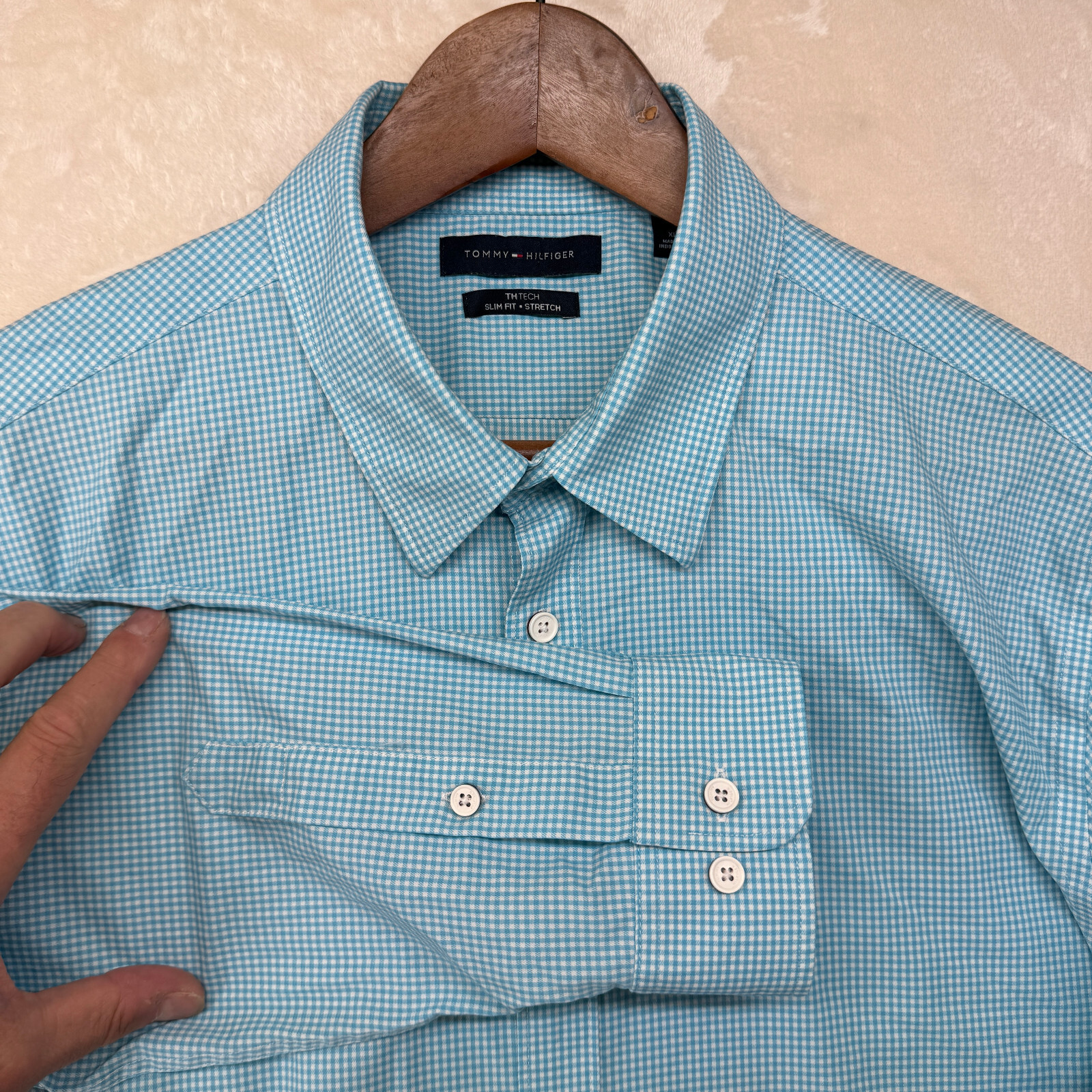 Tommy Hilfiger TH Tech Stretch Slim Fit Men's Size XL Check Long Sleeve Shirt thumbnail 2