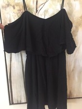 Express Cold Shoulder Ruffle Top Black Summer Dress Women's Sz XS