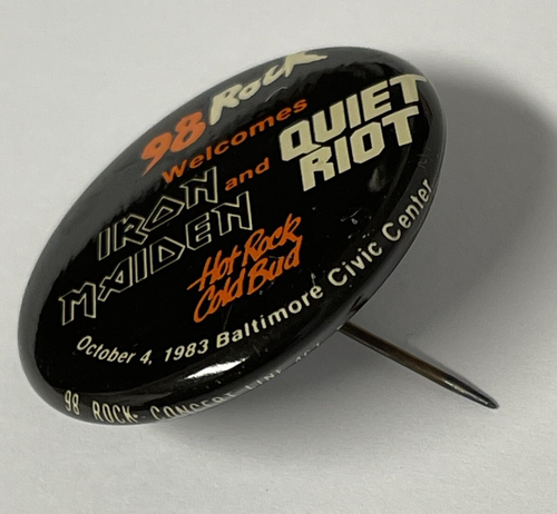 98 Rock Baltimore Pinback Button 4. Oktober 1983 Iron Maiden & Quiet Riot 1,5" - Bild 2 von 5
