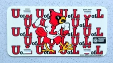 University of Louisville Cardinals Repeat Design Retro Auto License Plate- Lexan