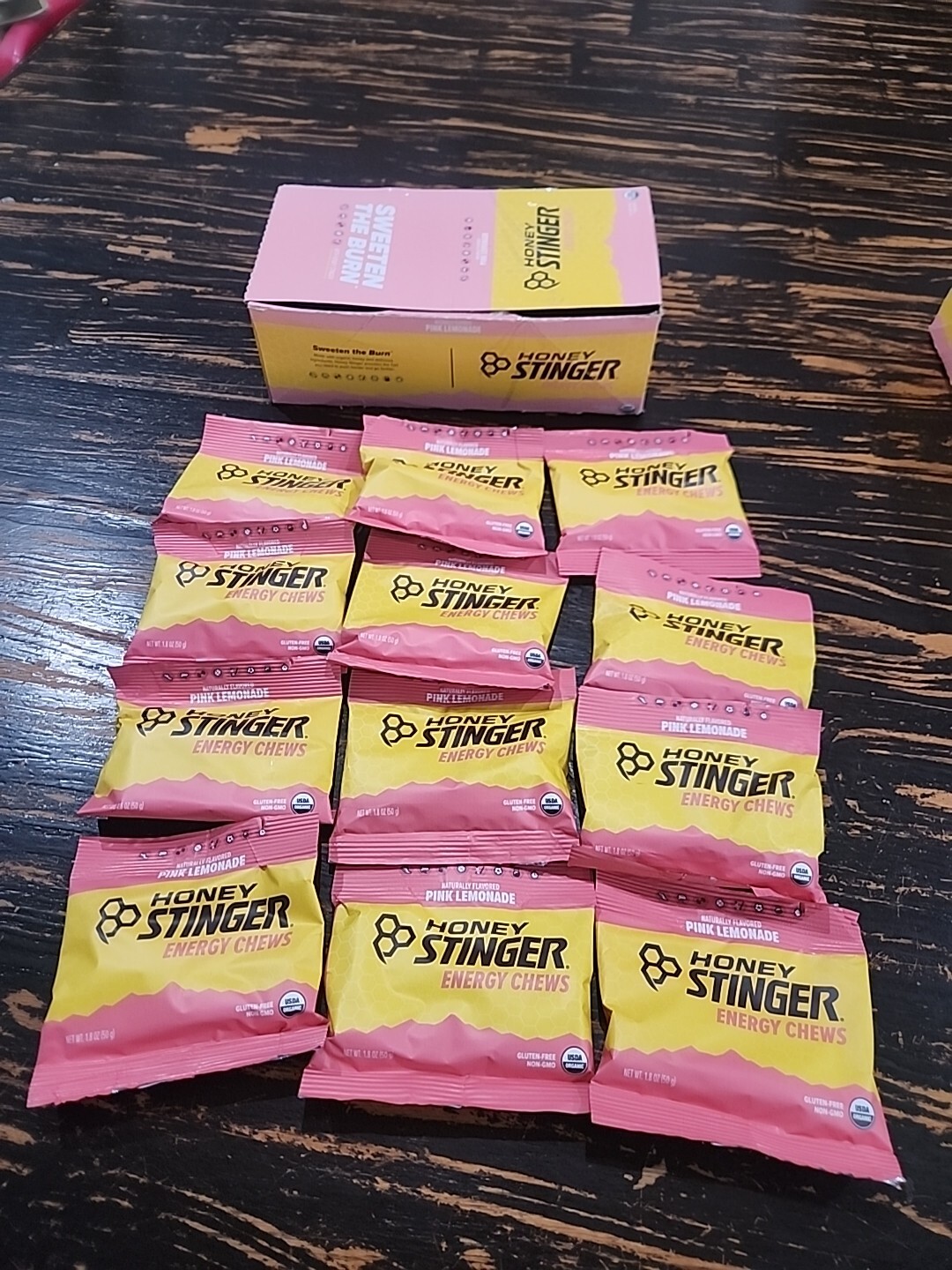 12-Pack Honey Stinger Organic Energy Chews Pink Lemonade 1.8oz Per Pack 07/2025