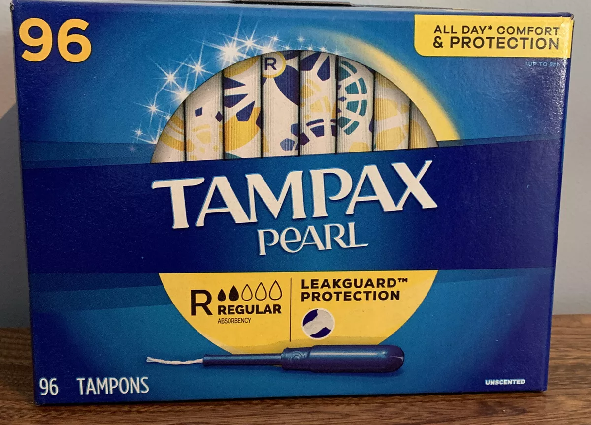 TAMPAX Pearl Regular Tampons Unscented w/ Leakguard Protection (96 Ct.)