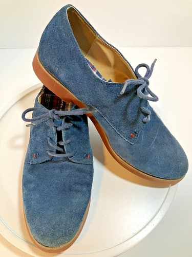 TOMMY HILFIGER Womens Honeybee Navy Blue Suede Casual Lace Up Oxfords SZ 7.5 M