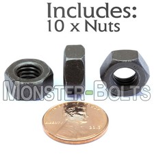 M8-1.25 / 8mm - Qty 10 - Metric Hex Nuts DIN 934 - Class 10 - Plain Black Steel