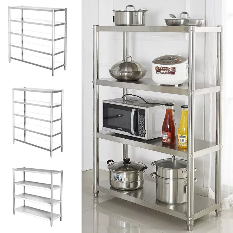Stainless Steel Dish Pantry Tableware Storage Rack Microwave Oven Stand Shelf