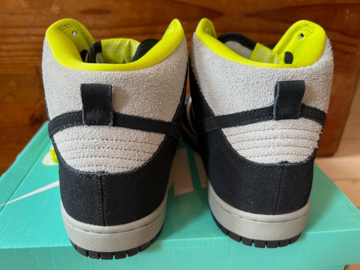 2013 Nike Dunk High SB Black Base Grey Suede Neon Volt size 9.5 | eBay