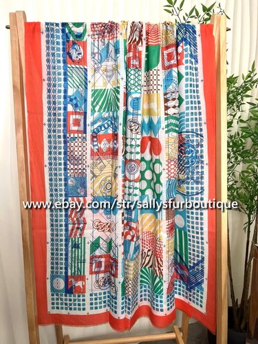 Sallys Cashmere Ring Scarf Wrap Shawl Geometric Print Soft Thin Delicate 78"*39" - Picture 5 of 29