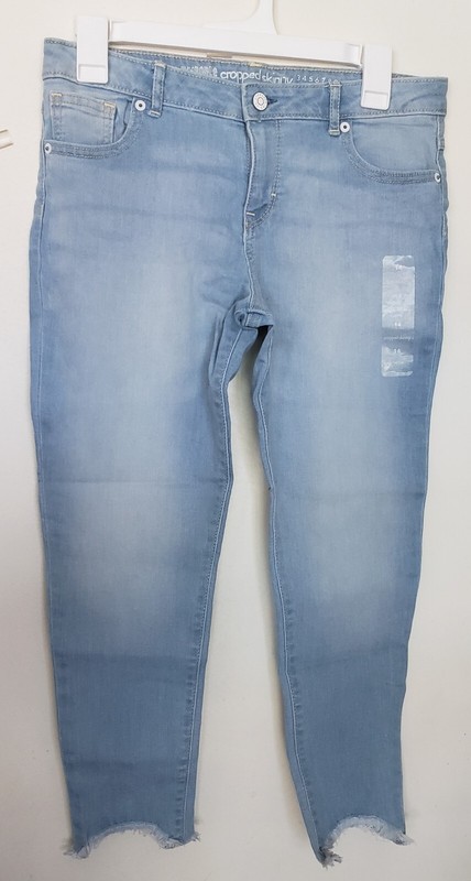 Gymboree Kid Girl Size 14 Cropped Skinny Jeans Light Wash NWT BTS Adjust Waist