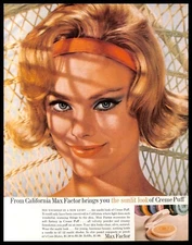 1963 Max Factor Creme Puff Vintage PRINT AD Sunlit Look