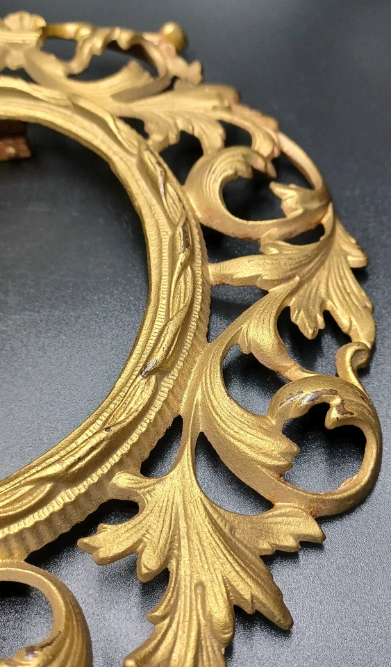Antiguo tocador victoriano dorado ovalado espejo marco años 1880 barroco italiano Foto 4 de 4