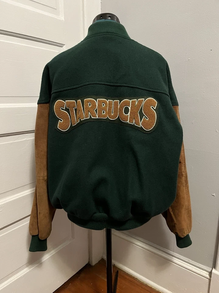 Vintage Starbucks Coffee Corporate Employee Varsity Letterman Jacket Made In CAN - Image 2 of 4