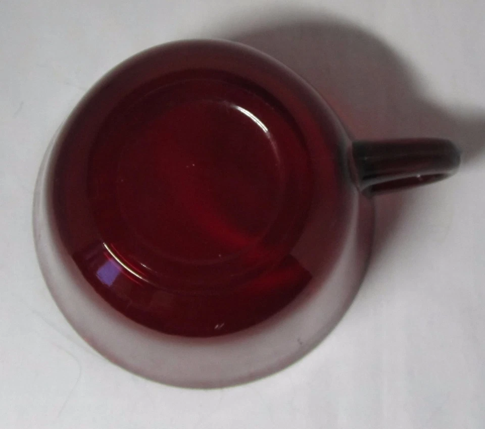 Taza de café de té de vidrio rojo rubí de la depresión USADA Foto 4 de 4