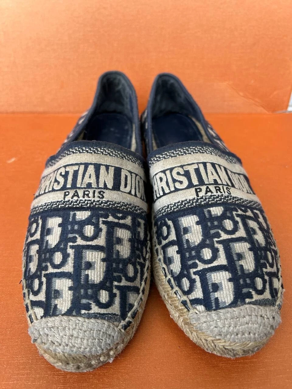 Authentique espadrilles Christian Dior Granville en tissu bleu foncé 39 EU Italie