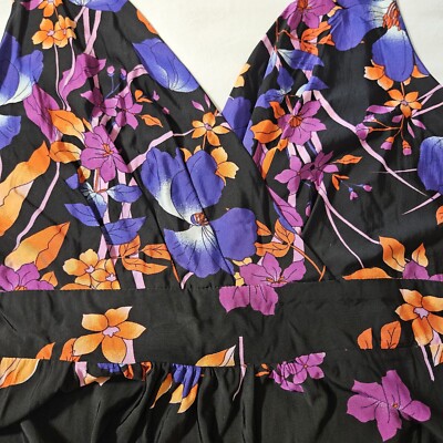 Collection by Debenhams Black Floral Halter Dress With Sash Size 20