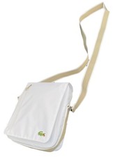 LACOSTE MESSENGER BAG Small Vintage L71 Casual 4 White Beige NEW