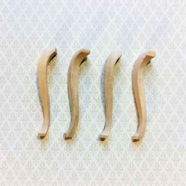 Dollhouse Miniature Wood Cabriole Legs for Table or Furniture x4 1:12 Scale