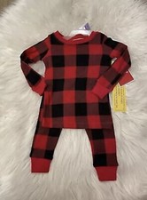 Holiday Time Christmas Buffalo Plaid Pajamas Set Black Red Size 12 Mo Girls Boys