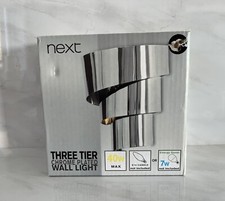 Next Three Tier Chrome Plated Wall Light Bedroom Living Room BNIB