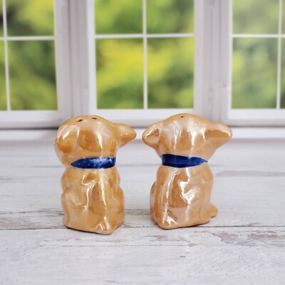 キャメル色　ボンゾー　ボンゾ犬　bonzo アンティーク　ソルト&ペッパー Vintage Japan Bonzo The Dog Gold Lustre Ware Luster Ceramic Salt
