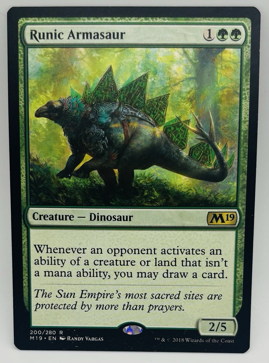 Runic Armasaur 1x FOIL M19 MTG Core Set 2019 Rare MINT green Runic Armasaur 1x FOIL M19 MTG Core Set 2019 Rare MINT green