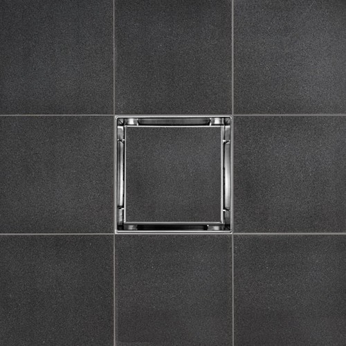SereneDrains 304 SS Tile in Square 4 Inch Brushed Nickel Shower Drain Kit Hair - Picture 2 of 8
