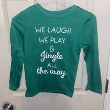 Jammies for Families boys size 8 long sleeve pajama top green Laugh Play Jingle