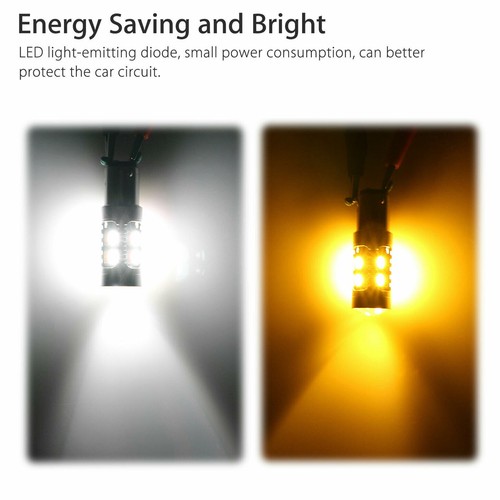 2x 1157 LED White /Yellow DRL Switchback Turn signal Parking light bulb two-tone - Picture 2 of 11