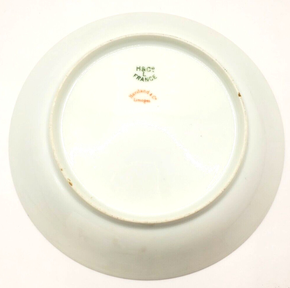 Vintage Haviland Cherry Blossoms Pink Brown Porcelain Teacup and Saucer