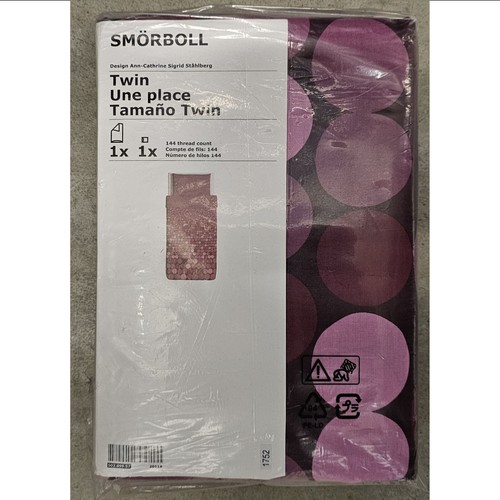 IKEA Smorboll TWIN Single Duvet Cover and Pillowcase Set DARK PINK Dots Retro - Picture 1 of 2