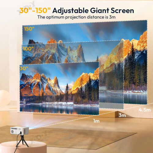 Beamer 5G WiFi Bluetooth Projector 1080P 4K LED Cinema Multimedia Home Theater - Picture 3 of 13