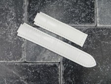 New 20mm Leather Strap White Watch Band CARTIER Ballon Bleu Single Fold Large x1
