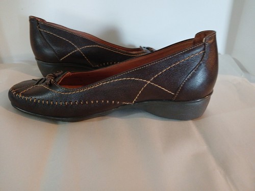 New Spring Step "Tori"Leather Brown Loafers Slip-on Tie-Bow Front Womens Size 7 - Picture 7 of 23