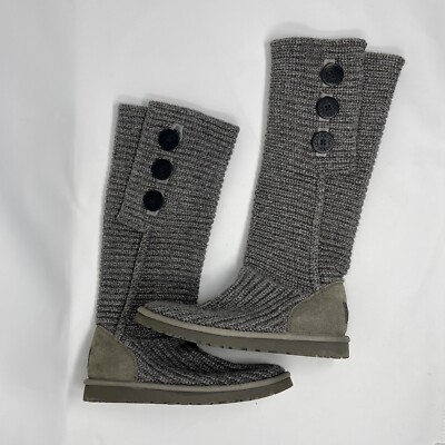 UGG Australia Cardy Classic Tall Knit Socks Sweater Boots Women's Size  Gray