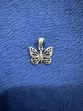 Sterling Silver 925 Butterfly Necklace Pendant, .75