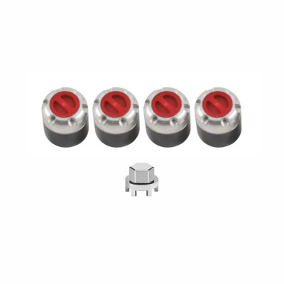 RC Hop Ups CNC Aluminum M4 Wheel Nut Center Caps (4) (Red) for 1/10 Crawler