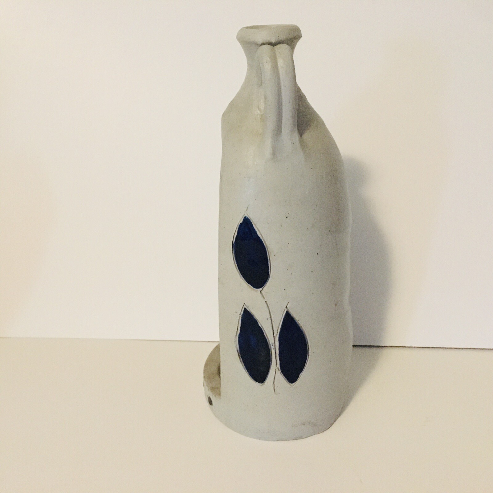 Williamsburg Pottery Candle Holder Blue & White Farmhouse Primative