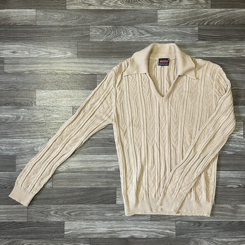 Vintage Drummond Womens Sweater; 100% Creslan Acrylic; Textured; Beige - Picture 3 of 8