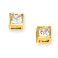 Gold-plated Bezel Princess Cut Cz Earrings on sale Gold-plated Bezel Princess Cut Cz Earrings on sale
