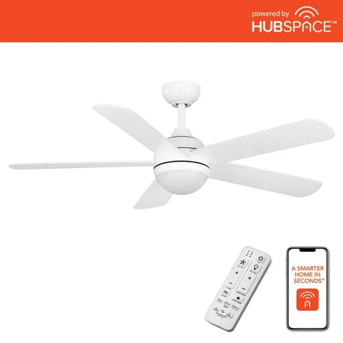 Morland 52 in. Smart Indoor/Covered Outdoor Matte White Ceiling Fan with Remote