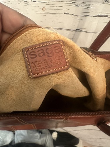 Vintage SAGA kleine Schultertasche aus Leder braun Made in Canada - Bild 7 von 10